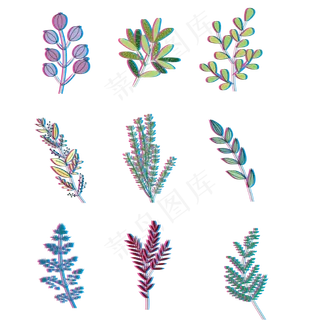 故障风小清新树叶矢量免抠图
