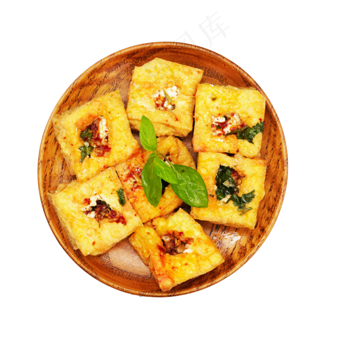 圆形木盘臭豆腐,免抠元素