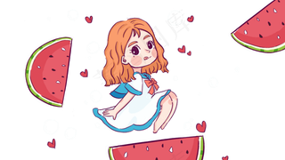 创意水果西瓜女孩