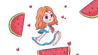 创意水果西瓜女孩