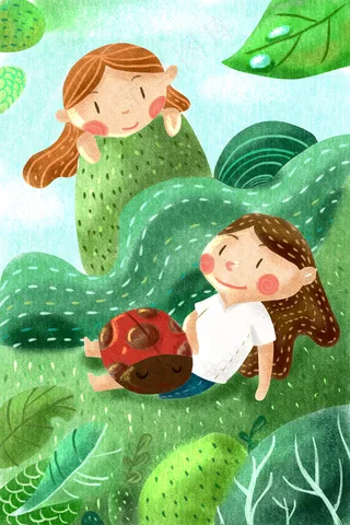 谷雨春天小女孩孩子可爱植物节气