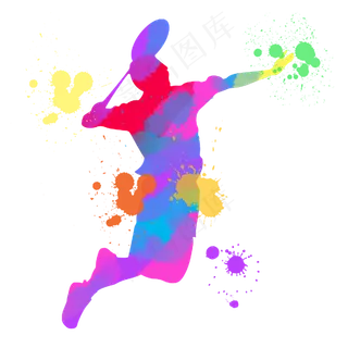 彩色体育运动水彩网球