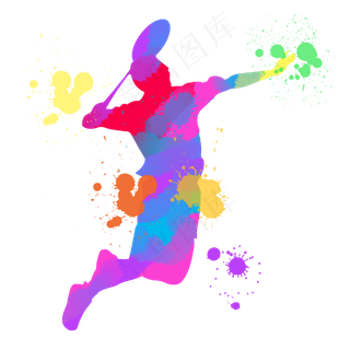 彩色体育运动水彩网球