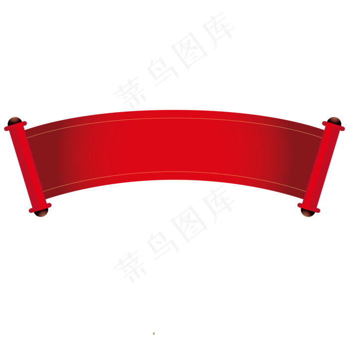 红色圆弧传统卷轴元素,免抠元素