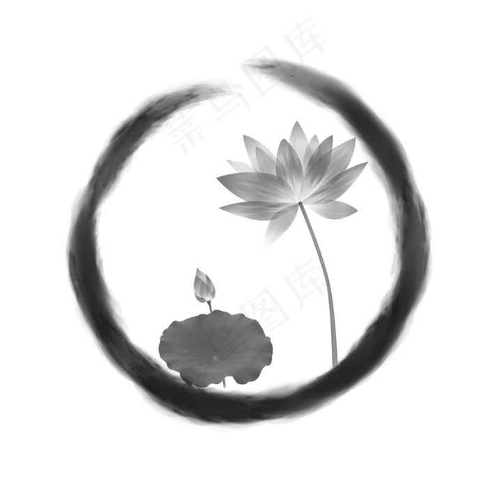 禅意荷花(2000X2000(DPI:300))psd模版下载