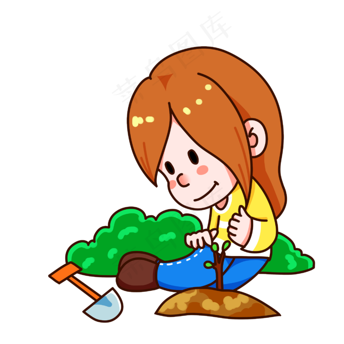 植树节种树开心小女孩(3000X3000(DPI:299))psd模版下载