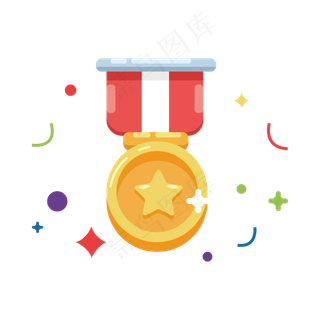 矢量手绘卡通奖牌,免抠元素