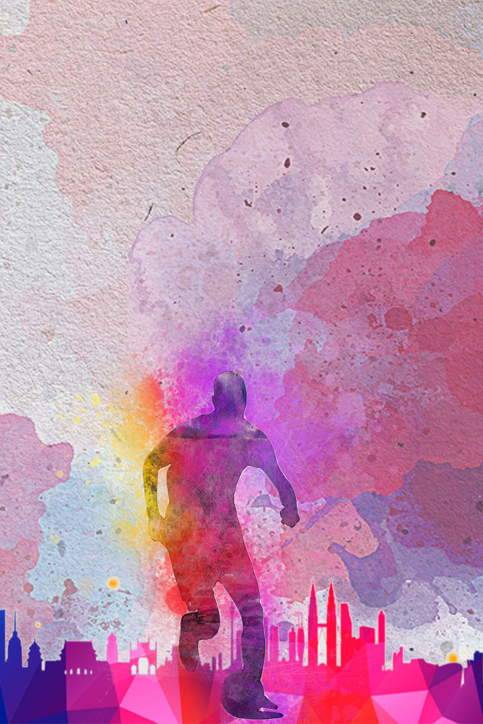 水彩运动几何五四青年节背景