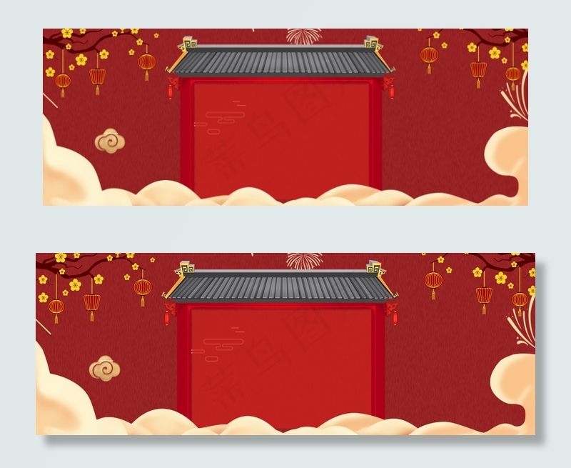 新年元旦放假通知红色海报背景