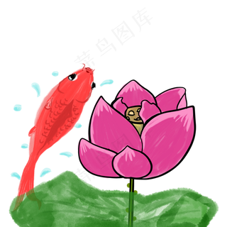 png格式的清新水墨莲花