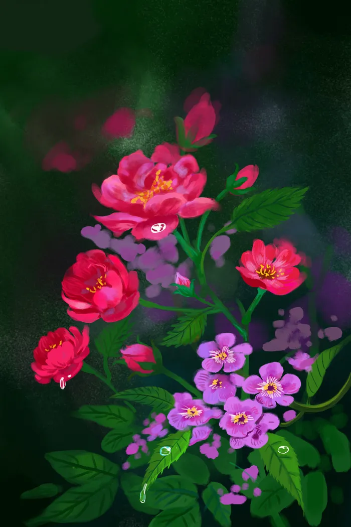 花朵繁花花海花唯美简约水彩风手绘风小清新(3545*5315px 300 dpi )