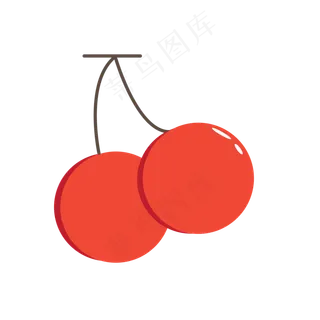 矢量手绘卡通红色樱桃