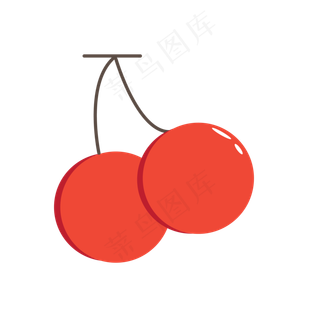 矢量手绘卡通红色樱桃