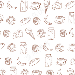 美食底纹水果线稿
