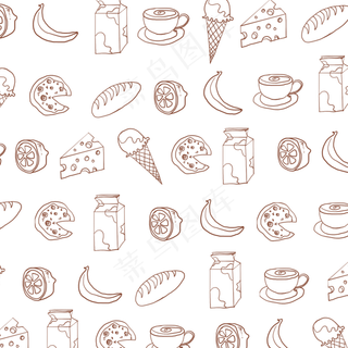 美食底纹水果线稿