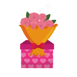 矢量手绘卡通花束礼盒