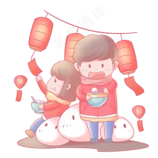 元宵节卡通手绘吃汤圆人物免扣PNG,免抠元素 元宵节卡通手绘吃汤圆人物免扣PNG,免抠元素