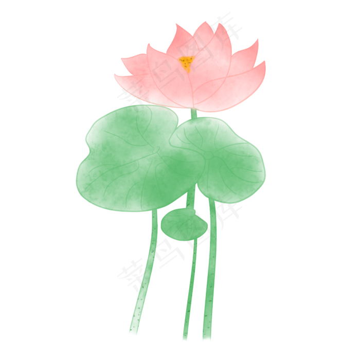 手绘彩色小清新荷花(2000X2000(DPI:300))psd模版下载
