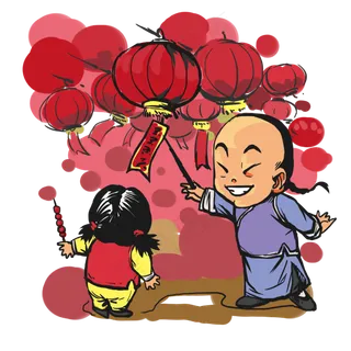 元宵节糖葫芦猜灯谜赏花灯手绘人,免抠元素