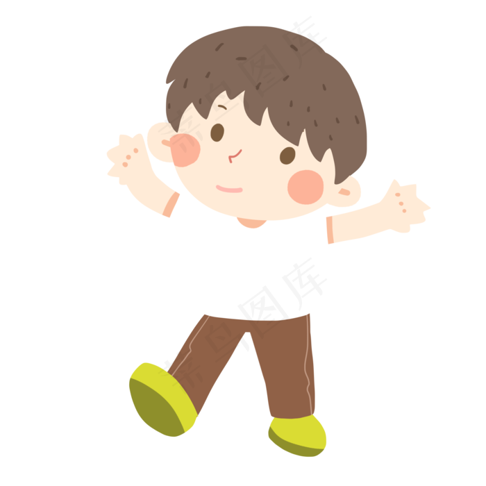 穿着白色T恤的小学生免抠PNG素材(2000*2000px 300 dpi )psd模版下载