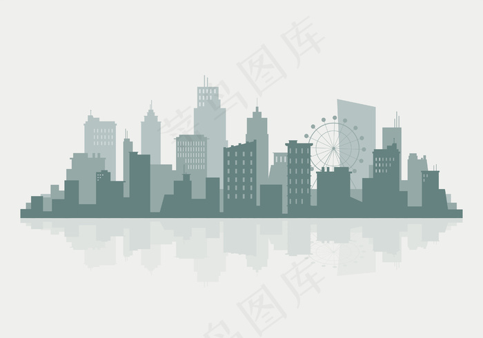 轮廓天际线插图eps,ai矢量模版下载