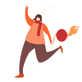 夸张人头比拜年女孩