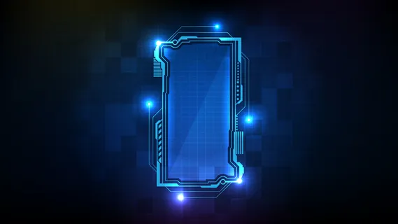 蓝色发光科幻技术hud ui框架的抽象未来背景。