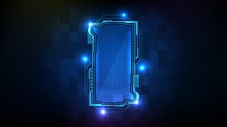 蓝色发光科幻技术hud ui框架的抽象未来背景。