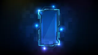 蓝色发光科幻技术hud ui框架的抽象未来背景。