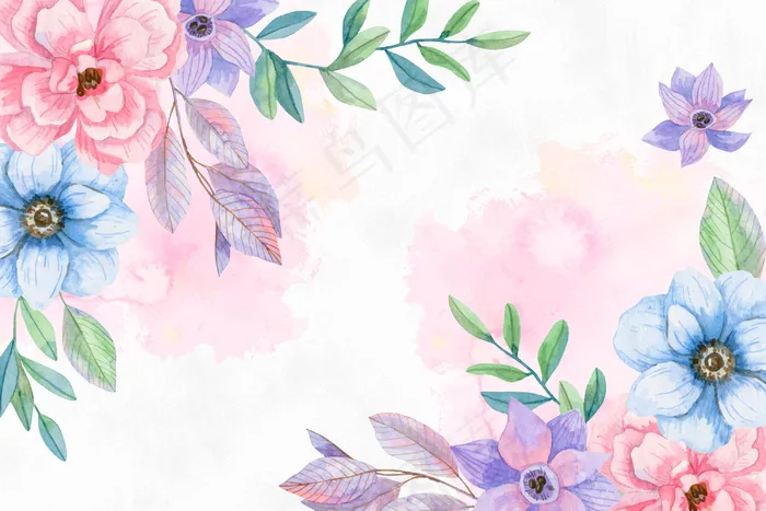 水彩花背景柔和的颜色eps,ai矢量模版下载