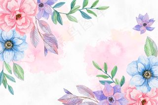 水彩花背景柔和的颜色
