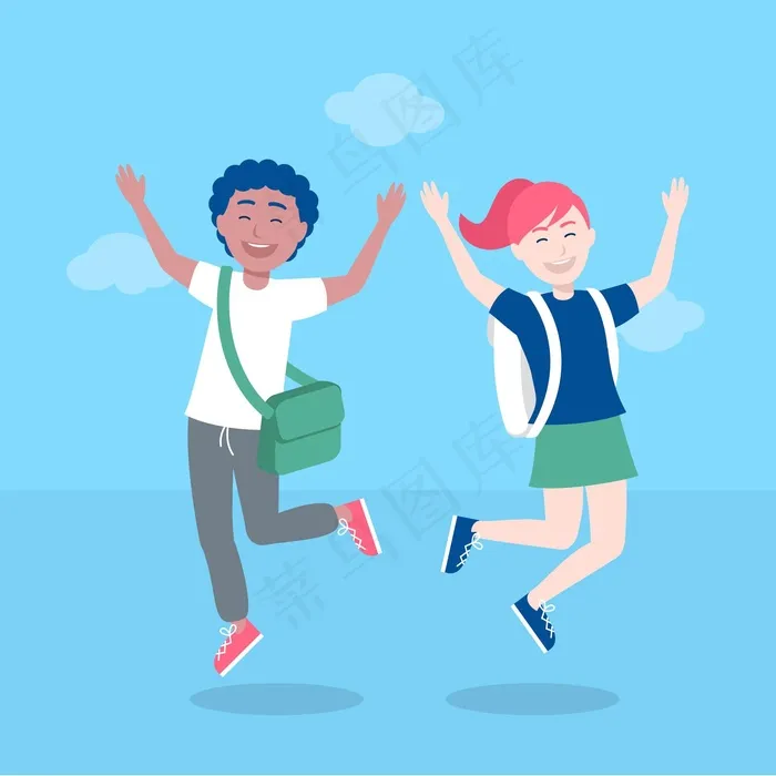 孩子们跳回学校的概念eps,ai矢量模版下载