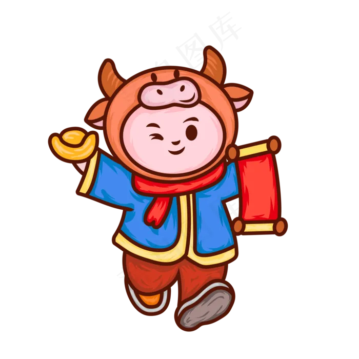 牛年萌牛头套福娃(2000X2000(DPI:300))ai矢量模版下载