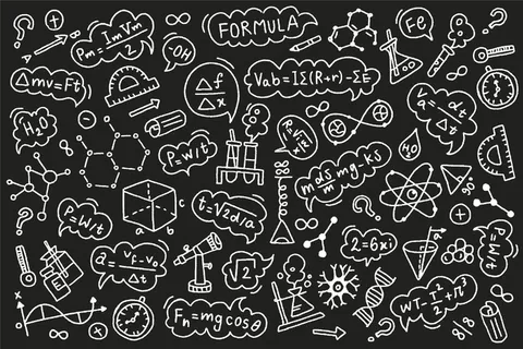 在黑板上手工绘制科学公式