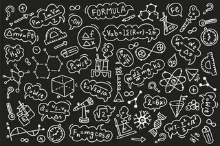 在黑板上手工绘制科学公式