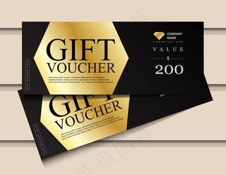 带有闪光金奢华元素的礼品券模板。
