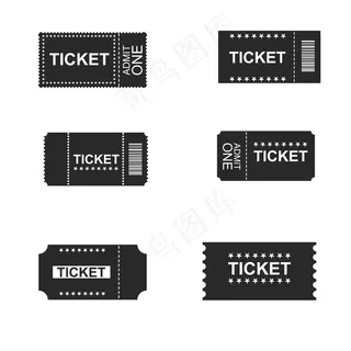 票证图标已隔离。电影院、飞机、剧院、电影院的票