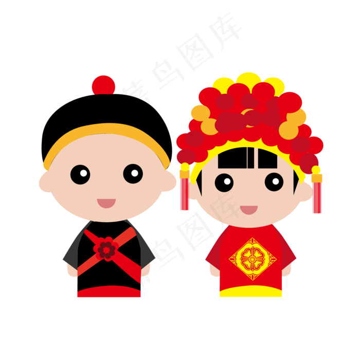 七夕情人节卡通手绘偏平画插画p