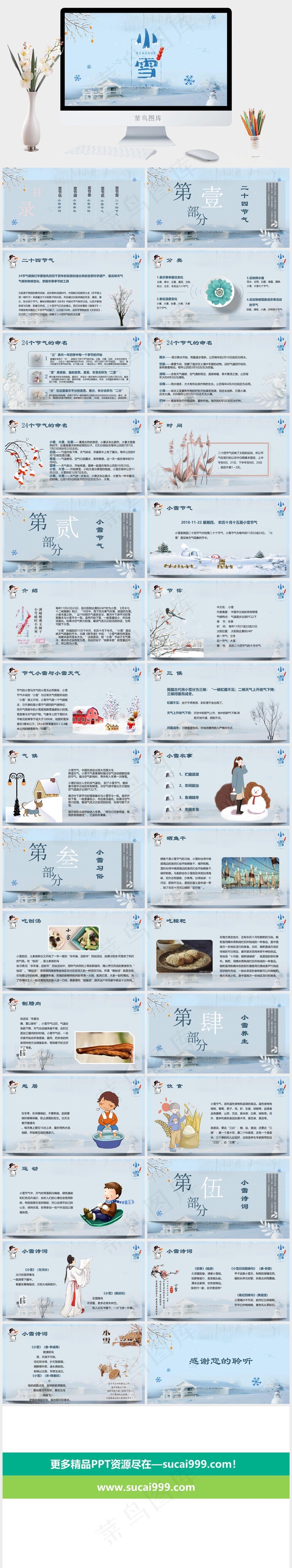 二十四节气
蓝色PPT模板