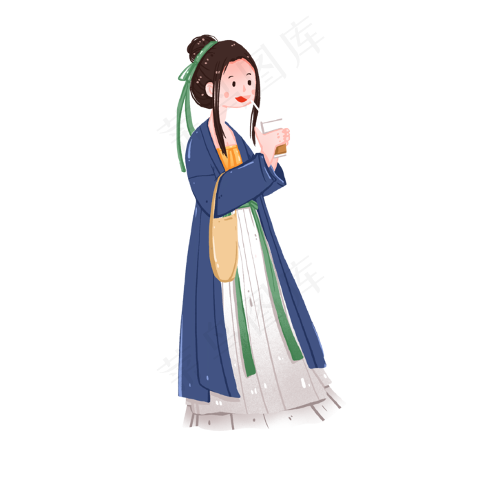 中秋节汉服出行的小姑娘