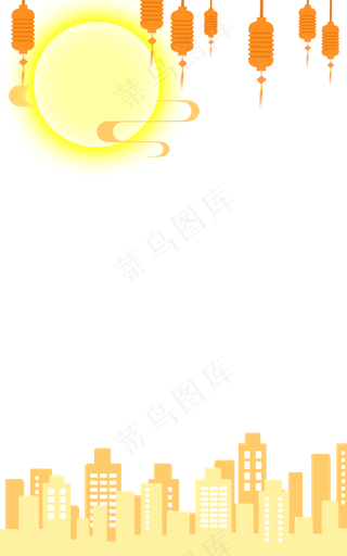 中秋八月十五赏月装饰边框玉兔仙