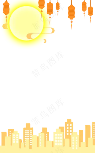 中秋八月十五赏月装饰边框玉兔仙