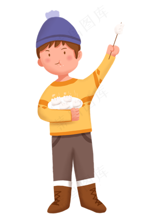 手绘立冬吃饺子男孩
