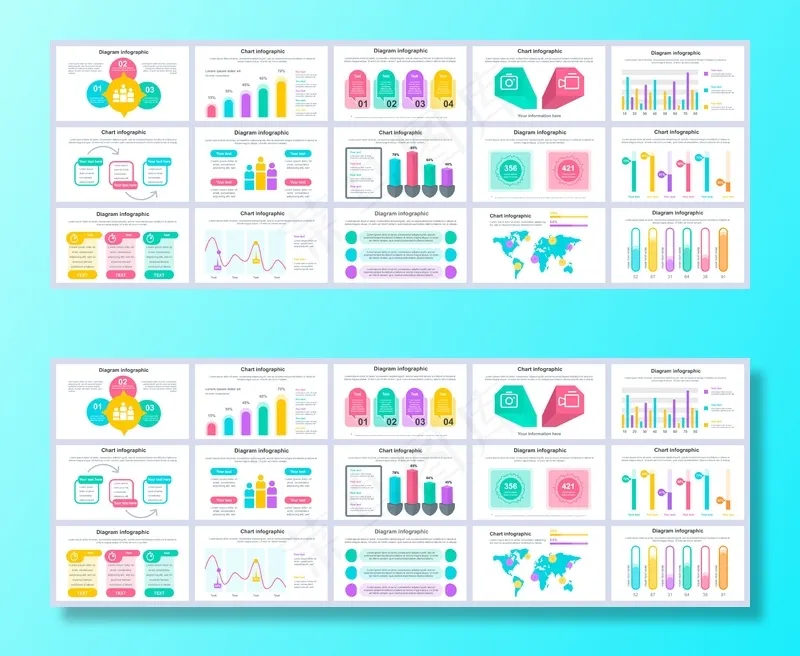捆绑业务和财务信息图形演示幻灯片模板eps,ai矢量模版下载