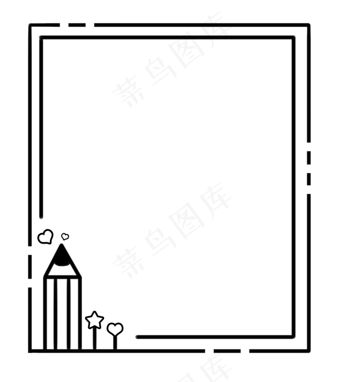 黑白铅笔边框(1800X2000(DPI:300))psd模版下载