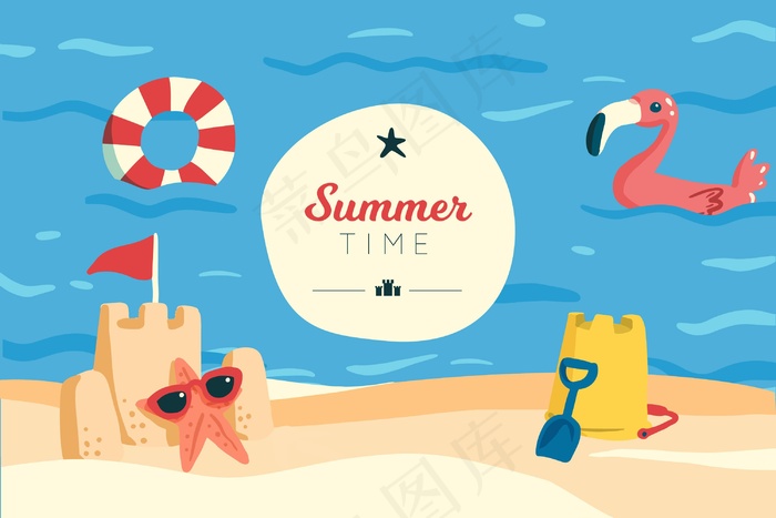 夏令时与沙堡背景