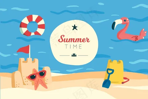 夏令时与沙堡背景