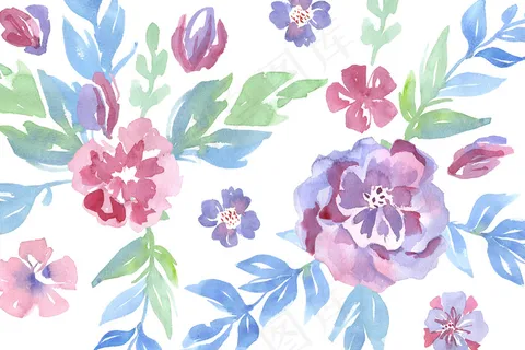 水彩花卉的时尚图案