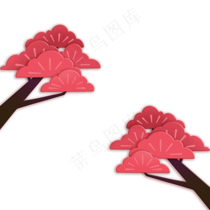 七夕情人节剪纸风松树