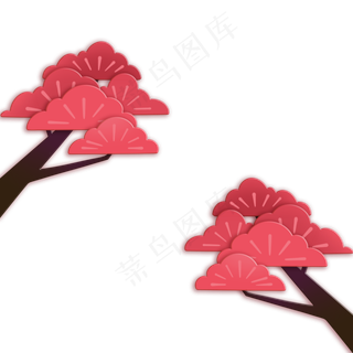 七夕情人节剪纸风松树